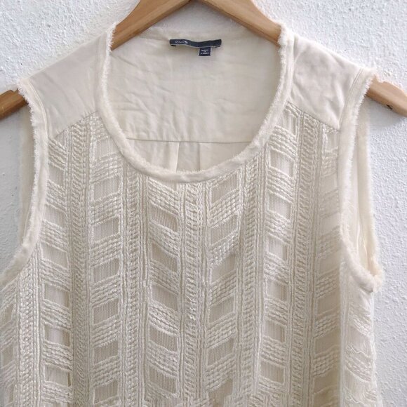 VINCE VINCE Off White SILK Textured Blouse Top No Size Tag Check Measurements - Picture 5 of 10